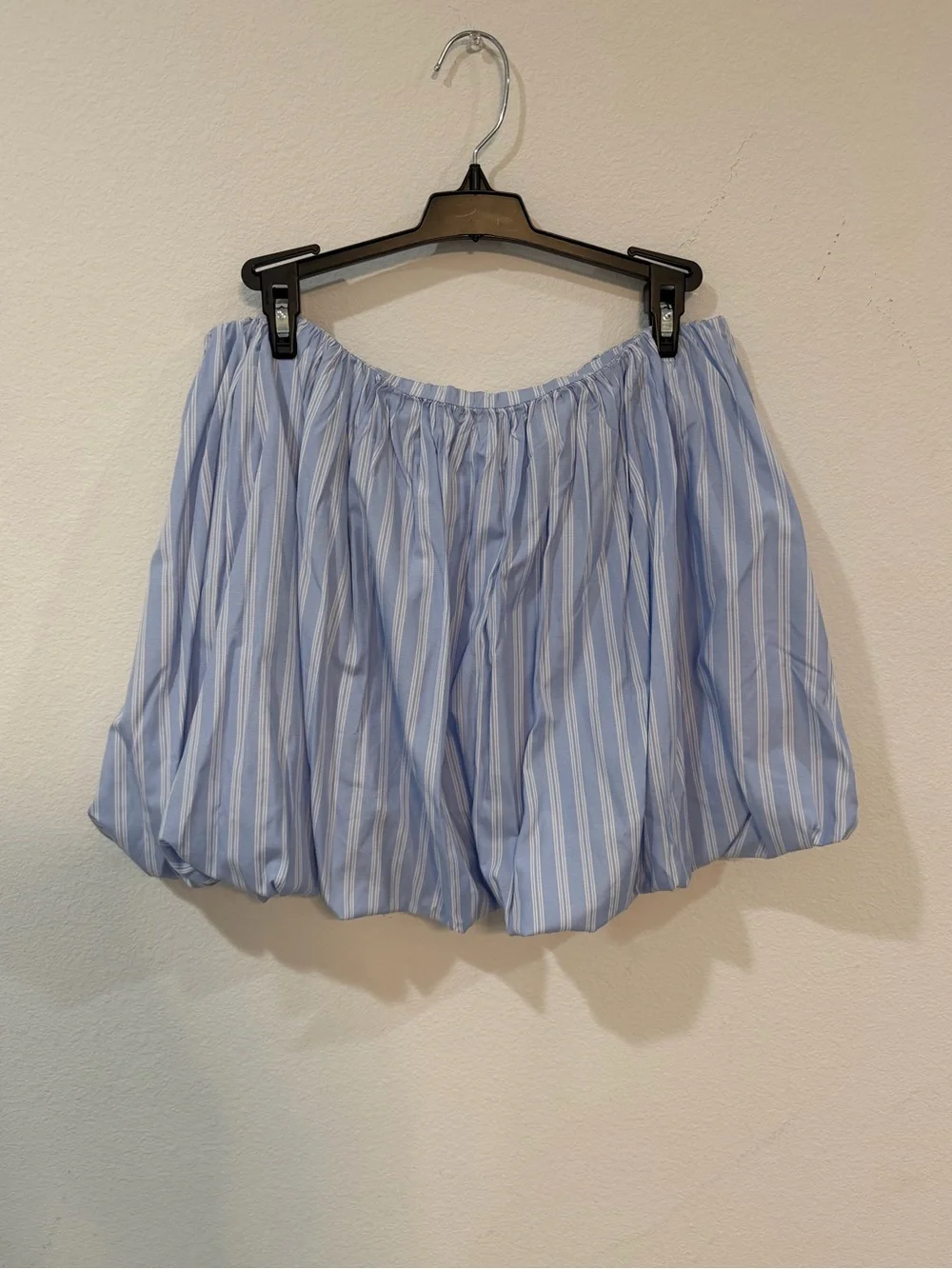 NWT GB Blue Stripe Bubble Mini Skirt Cotton Poplin Size L